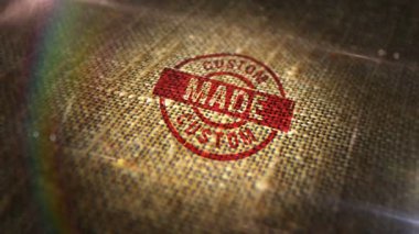 Doğal keten çuvalında özel yapım mühür. El yapımı el yapımı 3 boyutlu tasarım soyut konsept. Döngüsüz ve kusursuz animasyon.