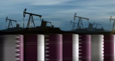 Katar petrol işi ve akaryakıt çıkarma varilleri sorunsuz ve geri dönüşümsüz bir konseptte. Katarlı petrol sanayi varilleri.