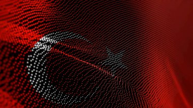 Türkiye dijital teknoloji bayrak siber arka planı. Türk sancak saldırısı ve casusluk konsepti illüstrasyonu.