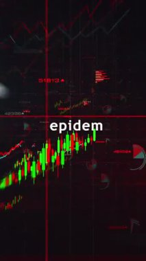 Dikey video: Virüs salgını şeması grafikler ve grafikler hızlı döngü analizi konsepti animasyonu