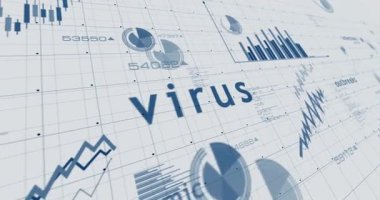 Virüs salgını kriz çizelgeleri ve grafikleri kağıt 3D konsept animasyonunda pürüzsüz ve çevrilebilir.