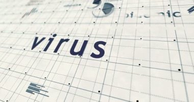 Kağıt 3 boyutlu animasyon üzerinde virüs salgını grafikleri ve renkli diyagramları