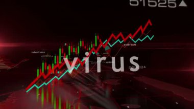 Virüs salgını kriz çizelgeleri ve grafikleri kusursuz ve çevrilebilir 3D konsept animasyonu