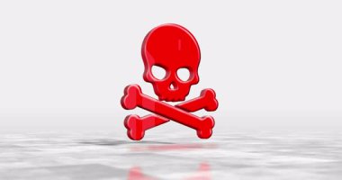 Kafatası siber korsanları ve hacklenen siber saldırı 3D sembolü plastik renk animasyonu