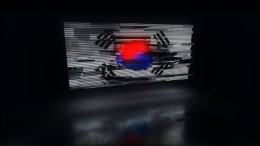 South Korea digital technology flag cyber background. South Korean banner cyberattack and espionage concept illustration. clipart