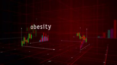 Medeniyet hastalıkları ve sağlık hizmeti kriz çizelgeleri ve grafikleri pürüzsüz ve çevrilebilir üç boyutlu animasyon konsepti