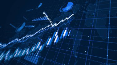 Medeniyet hastalıkları ve sağlık hizmeti kriz grafikleri ve grafikleri konsept 3d illüstrasyon