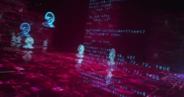 Oyuncu esport video oyunu oyuncusu kafa sembolü soyut siber konsept. Dijital teknoloji arka planı pürüzsüz ve döngüsel dinamik 3D animasyon.