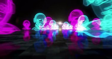 Oyuncu esport video oyunu oyuncusu kafa sembolü soyut siber konsept. Dijital teknoloji ve bilgisayar arkaplanı pürüzsüz ve döngülü 3D animasyon.