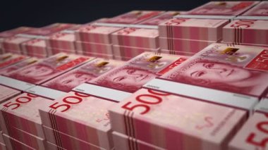 İsveç parası, İsveç kronu banknotları büyümeye devam ediyor. 500 SEK destesi. Nakit paketi, bankacılık, seyahat, iş, ekonomi ve finans kavramı 3D döngüsüz.