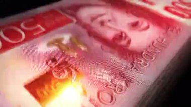 İsveç parası İsveç kronu sayıyor. 500 SEK banknot. Hızlı para sayım makro döngüsü. İş, finans ve ekonomi. Döngüsüz ve pürüzsüz bir kavram.