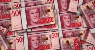 İsveç parası İsveç kronu 3D animasyon hesapları yapar. SEK 'in enflasyon, ekonomi, kriz, iş, bankacılık, borç ve finans kavramı.