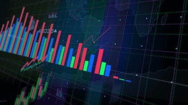 Ekranda dünya grafikleri ve grafikleri borsa konsepti