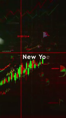 Dikey video: Dünyadaki borsa şirketleri grafikler ve grafikler çizelgeler ve grafikler hızlı döngü analizi konsepti animasyonu