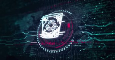 Çöp atığı yönetimi ve çöp kutusu sembolü soyut dijital kavramı sil. Küresel ağ ve siber teknoloji arkaplanı pürüzsüz ve döngülü 3D animasyon.