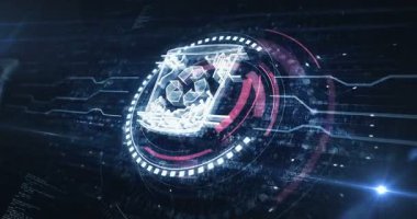 Çöp atığı yönetimi ve çöp kutusu sembolü dijital konseptini sil. Siber teknoloji ve bilgisayar arkaplanı soyut 3D animasyon. Kusursuz ve döngüsüz.