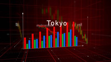 Dünya grafikleri ve grafikleri borsa şirketleri konsepti 3D illüstrasyon