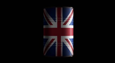 İngiltere Büyük Britanya petrol şirketi ve petrol çıkarma varilleri konsepti. İngiliz yakıt sanayi konteynırları 3 boyutlu illüstrasyon.