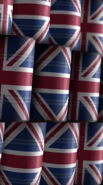 Dikey video: İngiltere Büyük Britanya petrol şirketi ve petrol çıkarma varilleri sorunsuz ve çevrilebilir konseptte. İngiliz yakıt sanayi varilleri.