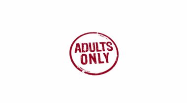 Yetişkinler sadece 18 yaş ve yaş yasağı damgası ve el damgası darbesi izole edilmiş animasyon. On sekiz yasaklı üç boyutlu konsept. Alfa mat kanalı.