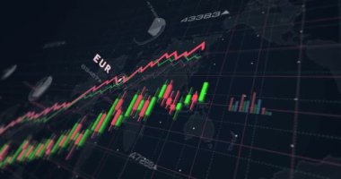 Para birimleri dünya doları yen ve pound para grafikleri ve grafikleri pürüzsüz ve çevrilebilir konsept