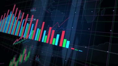 Para birimleri dünya doları yen ve pound para grafikleri ve grafikler ekranda görünüm konsepti