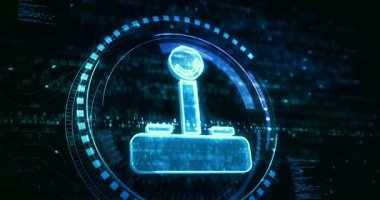 Joystick video oyunu ve oyun sembolü dijital konsept. Siber teknoloji ve bilgisayar arkaplanı 3 boyutlu soyut.