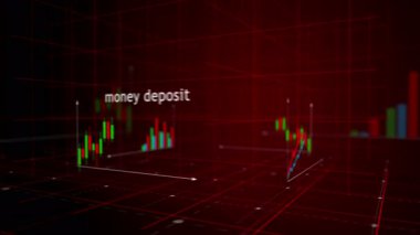Perakende bankacılık para iş grafikleri ve grafikleri düzgün ve döngüsü olmayan 3D konsept animasyonu