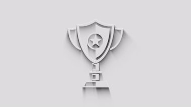 Oyun kupası kazanan doğal gölgeli spor kupası sembolü. Siber teknoloji ikonu döngülenebilir ve kusursuz soyut konsept. 3D ışık ve gölge nesne.