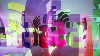 5G mobil kablosuz ağ ve akıllı telefon iletişim sembolü yağmur döngüsü. Soyut 3d altın metal döndürülmüş simge pürüzsüz ve çevrilebilir düşme animasyonu.