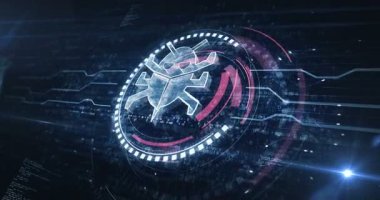 Solucan siber güvenlik ve dijital virüs saldırısı dijital konsepti. Siber teknoloji ve bilgisayar arkaplanı soyut 3D animasyon. Kusursuz ve döngüsüz.