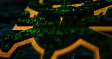 Solucan siber güvenlik ve dijital virüs renkli sembol kavramına saldırıyor. Ağ, siber teknoloji ve bilgisayar geçmişi