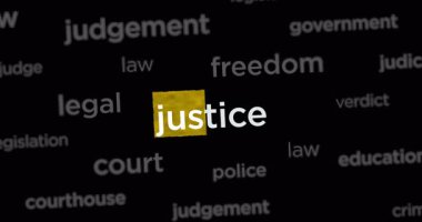 Uluslararası internet medyasında adalet ve hukuk haberleri. Dinamik görüntüler hakkında internet başlığı bilgisinin soyut konsepti animasyon oluşturur.