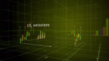 Küresel ısınma ve iklim değişikliği grafikleri ve diyagramları pürüzsüz ve döngüsüz 3d konsept animasyonu