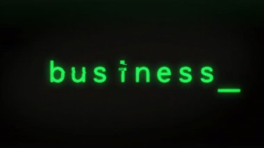 Ekranda iş metni yazma. Retro monitör yeşil piksel makro görünümü ile aranıyor.