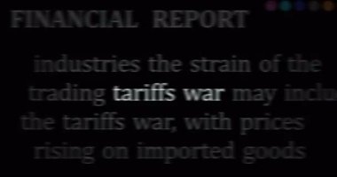 Tariffs war and import taxes headline news across international media. Abstract concept of news titles on noise displays loop. TV glitch effect seamless looped.
