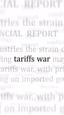 Vertical video: Tariffs war and import taxes Headline news across international media. Abstract concept of internet news titles on screens seamless looped.