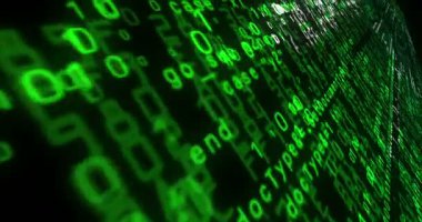 Saudi Arabia flag 3d code. Saudi Arabian banner cyber security attack and hack concept animation.