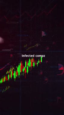 Vertical video: Cyber attacks and digital security breach diagrams charts and graphs fast seamless loopable analysis concept animation