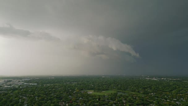 Aerial Shot Severe Thunderstorm Large Shelf Cloud Rain Core High — Stock Video