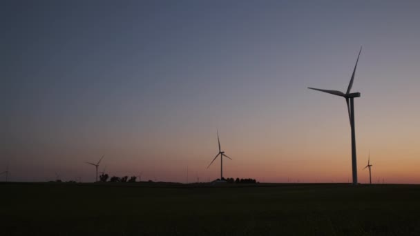 View Wind Park Wind Turbines Standing Wheat Field Sunset High — Stock Video