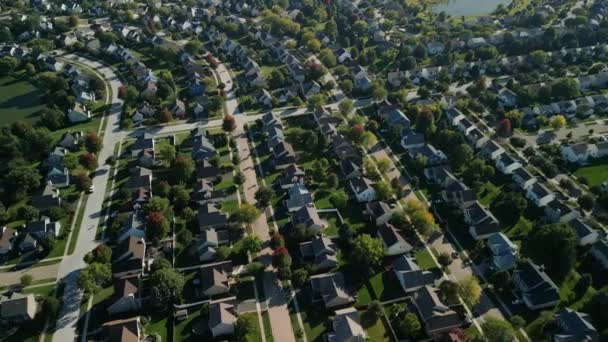Drone View American Suburb Summertime Establishing Shot Neighborhood High Quality — Video