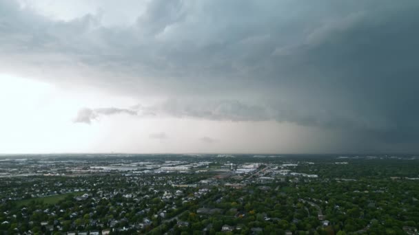Aerial Shot Severe Thunderstorm Large Shelf Cloud Rain Core High — Stock Video