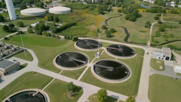 Aerial View Water Treatment Plant Environment Healthy Concept High Quality — Stock Video