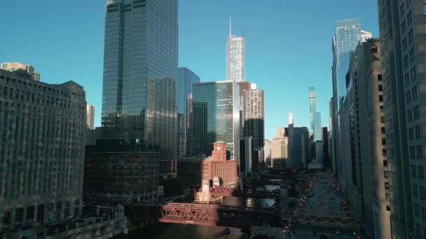 シカゴ イリノイ アメリカシカゴ ダウンタウンの超高層ビルの空中ドローンビュー 高品質4K映像 — ストック動画