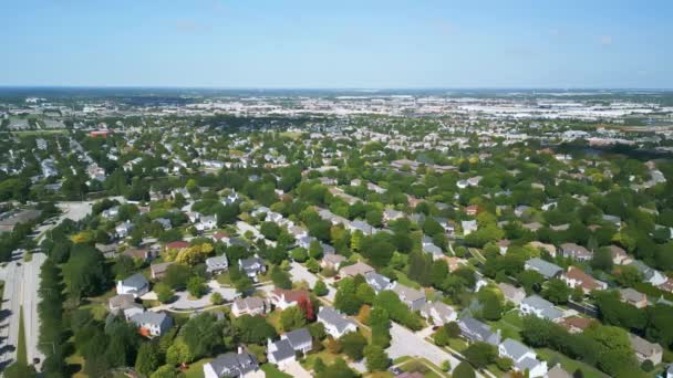 Drone View American Suburb Summertime Establishing Shot Neighborhood High Quality — 图库视频影像