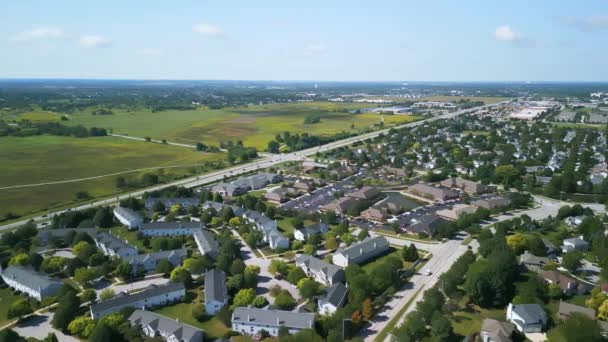 Drone View American Suburb Summertime Establishing Shot Neighborhood High Quality — Stock Video