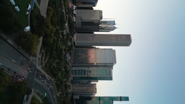 Chicago Illinois Usa Luftaufnahmen Von Chicago Silhouetten Downtown Wolkenkratzer Abend — Stockvideo