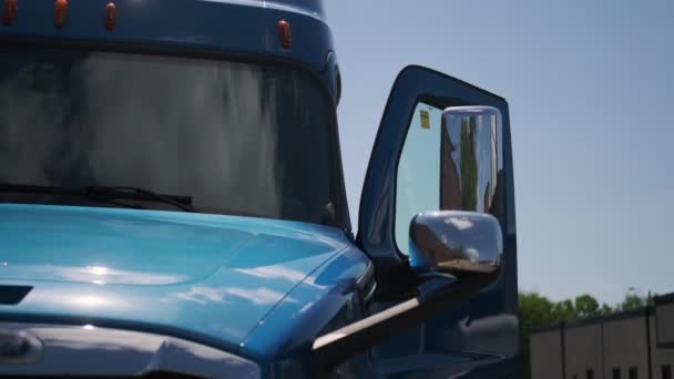 Stoisko Ciężarówek Parkingu Widok Góry Przesuń Kamerę Wysokiej Jakości Materiał — Wideo stockowe