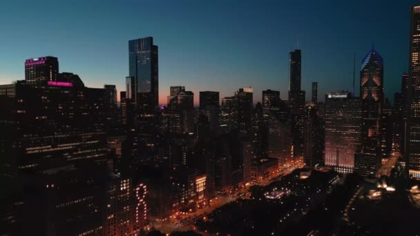 Chicago Illinois Usa Luchtfoto Brede Beelden Van Chicago Silhouetten Downtown — Stockvideo
